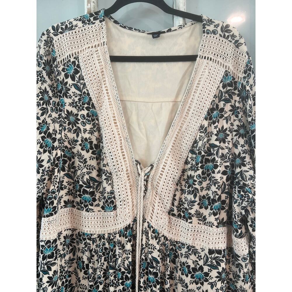 Torrid size 4X Women's Mini Gauze Lace-Up Floral Skater Dress - Picture 3 of 6